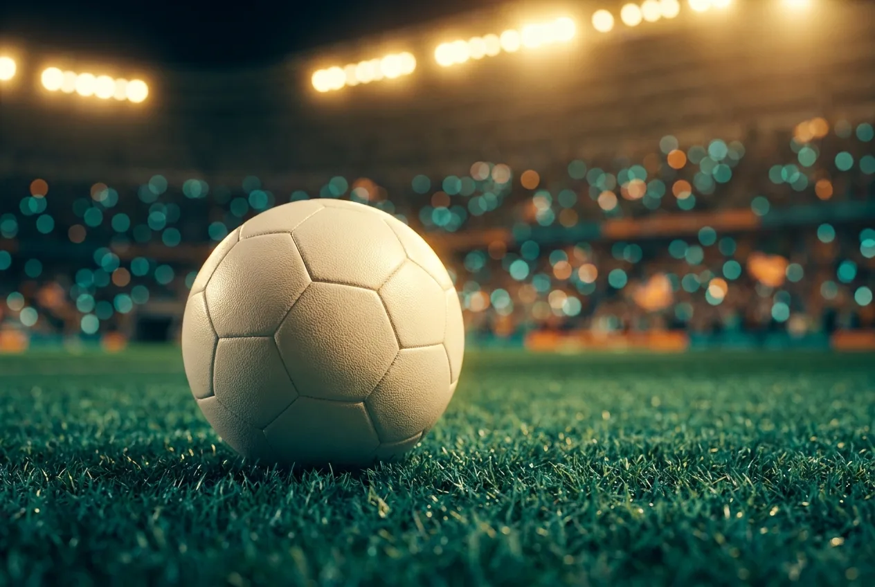 Football on a floodlit pitch