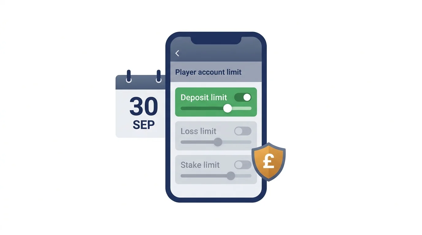UK account limit screen: from 30 September 2026 only a money-in cap may be called a deposit limit