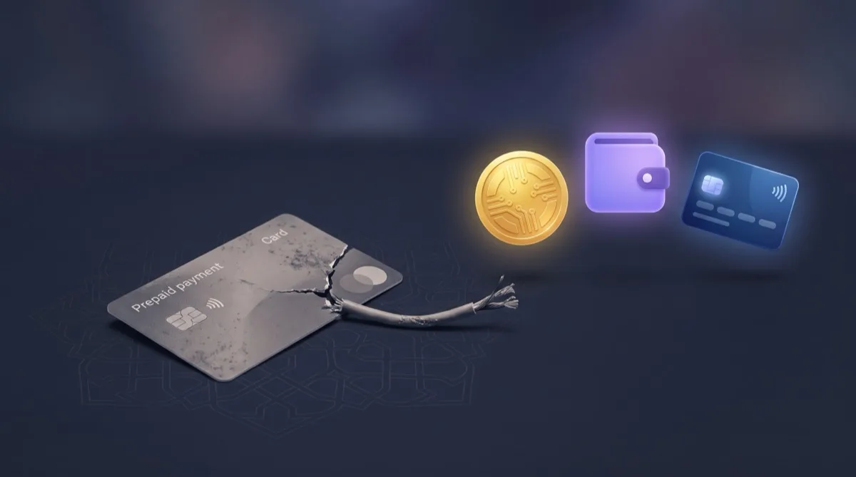 بطاقة دفع مسبقة متوقفة عن الخدمة إلى جوار بدائل دفع نشطة