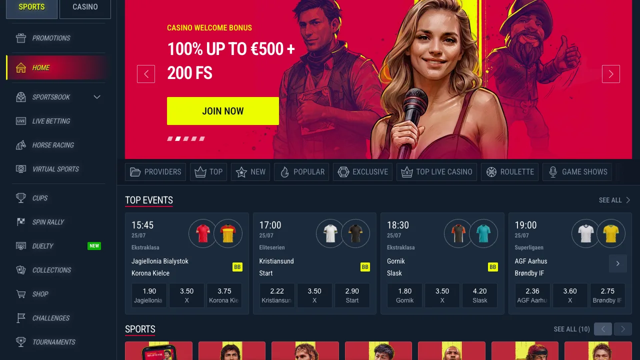 واجهة كازينو رابونا كما تظهر في الموقع